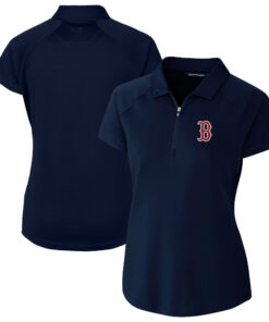 Women's Boston Red Sox  Cutter & Buck Navy DryTec Forge Stretch Polo