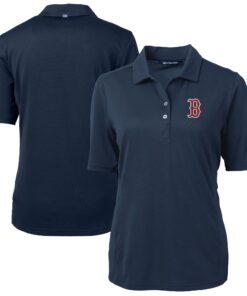 Women's Boston Red Sox  Cutter & Buck Navy DryTec Virtue Eco Pique Recycled Polo