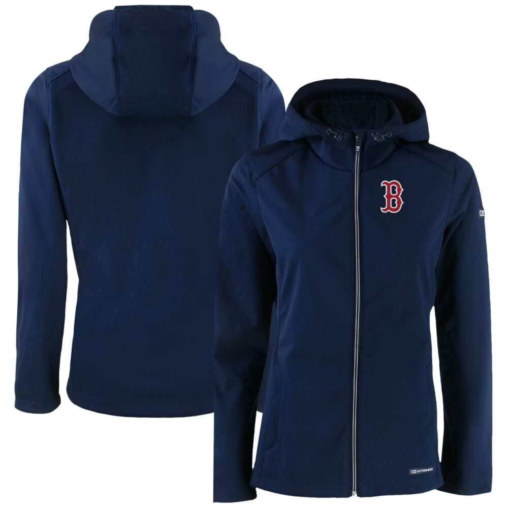 Women's Boston Red Sox  Cutter & Buck Navy Evoke Eco Softshell Recycled Full-Zip Jacket