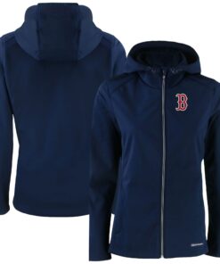 Women's Boston Red Sox  Cutter & Buck Navy Evoke Eco Softshell Recycled Full-Zip Jacket