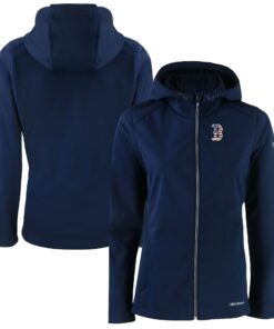 Women's Boston Red Sox Cutter & Buck Navy Evoke Eco Softshell Recycled Full-Zip Jacket