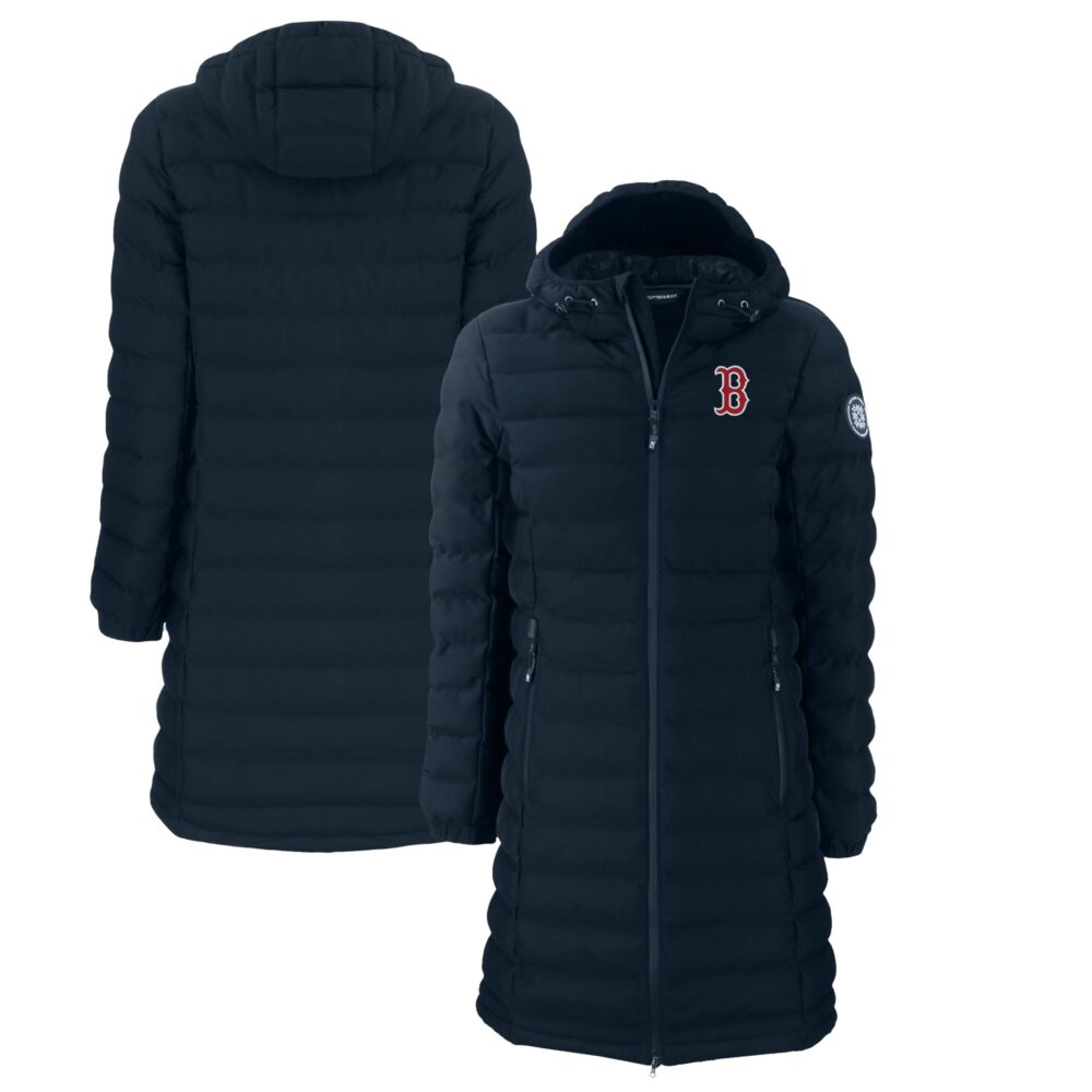 Women's Boston Red Sox Cutter & Buck Navy Mission Ridge Repreve Eco Insulated Full-Zip Long Puffer Jacket