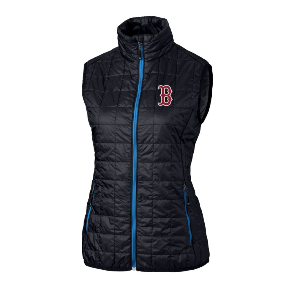 Women's Boston Red Sox Cutter & Buck Navy Rainier PrimaLoft Eco Full-Zip Puffer Vest