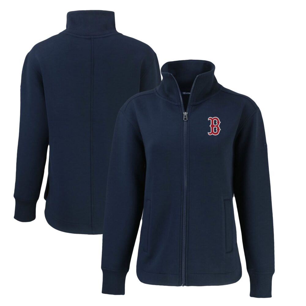 Women's Boston Red Sox Cutter & Buck Navy Roam Eco Recycled Full-Zip Jacket