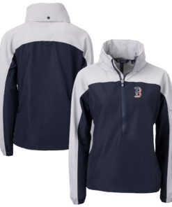 Women's Boston Red Sox Cutter & Buck Navy/Gray Charter Eco Recycled Anorak Jacket