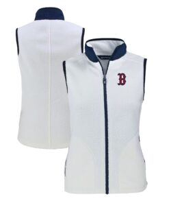 Women's Boston Red Sox  Cutter & Buck Oatmeal Cascade Eco Sherpa Fleece Full-Zip Vest