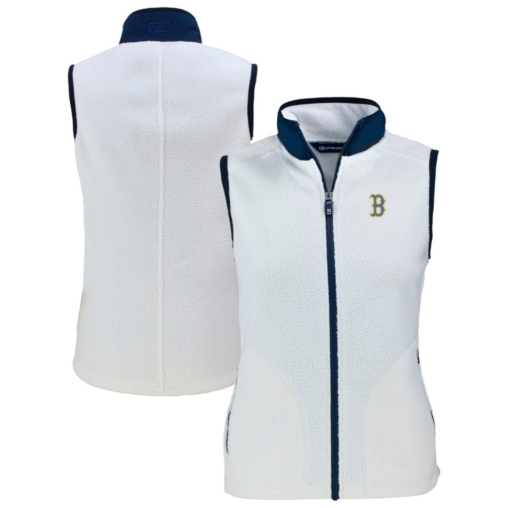 Women's Boston Red Sox Cutter & Buck Oatmeal City Connect Cascade Eco Sherpa Fleece Vest