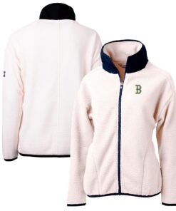 Women's Boston Red Sox Cutter & Buck Oatmeal City Connect Cascade Eco Sherpa Full-Zip Jacket