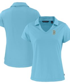 Women's Boston Red Sox  Cutter & Buck Powder Blue City Connect Daybreak Eco Recycled V-Neck Polo