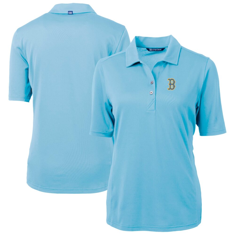 Women's Boston Red Sox Cutter & Buck Powder Blue City Connect Virtue Eco Pique Recycled Polo