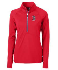 Women's Boston Red Sox Cutter & Buck Red Adapt Eco Knit Stretch Half-Zip Pullover Top
