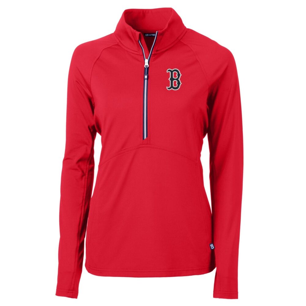 Women's Boston Red Sox Cutter & Buck Red Adapt Eco Knit Stretch Half-Zip Pullover Top
