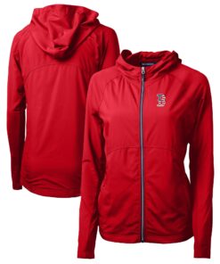 Women's Boston Red Sox Cutter & Buck Red Americana Logo Adapt Eco Knit Hybrid Recycled Full-Zip Hoodie
