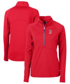 Women's Boston Red Sox Cutter & Buck Red Americana Logo Adapt Eco Knit Stretch Recycled Half-Zip Pullover Top