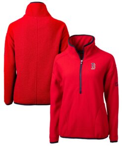Women's Boston Red Sox Cutter & Buck Red Americana Logo Cascade Eco Sherpa Fleece Half-Zip Pullover Jacket
