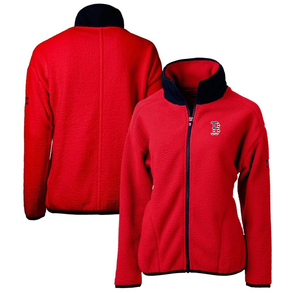 Women's Boston Red Sox Cutter & Buck Red Americana Logo Cascade Eco Sherpa Full-Zip Fleece Jacket