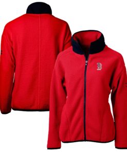 Women's Boston Red Sox Cutter & Buck Red Americana Logo Cascade Eco Sherpa Full-Zip Fleece Jacket