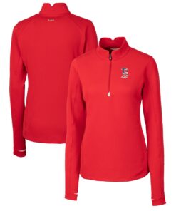 Women's Boston Red Sox Cutter & Buck Red Americana Logo DryTec Traverse Stretch Quarter-Zip Pullover Top