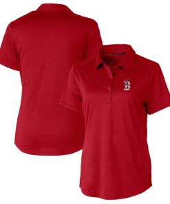 Women's Boston Red Sox Cutter & Buck Red Americana Logo Prospect DryTec Textured Stretch Polo