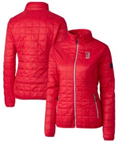 Women's Boston Red Sox Cutter & Buck Red Americana Logo Rainier PrimaLoft Eco Insulated Full-Zip Puffer Jacket