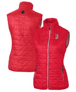 Women's Boston Red Sox Cutter & Buck Red Americana Logo Rainier PrimaLoft Womens Eco Insulated Full-Zip Puffer Vest