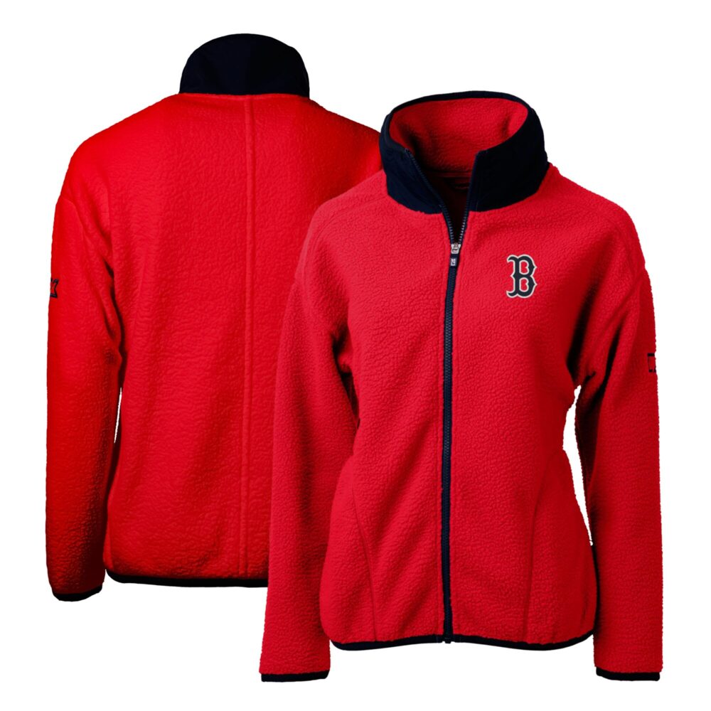 Women's Boston Red Sox Cutter & Buck Red Cascade Eco Sherpa Fleece Full-Zip Jacket