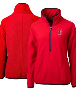 Women's Boston Red Sox Cutter & Buck Red Cascade Eco Sherpa Fleece Quarter-Zip Pullover Jacket