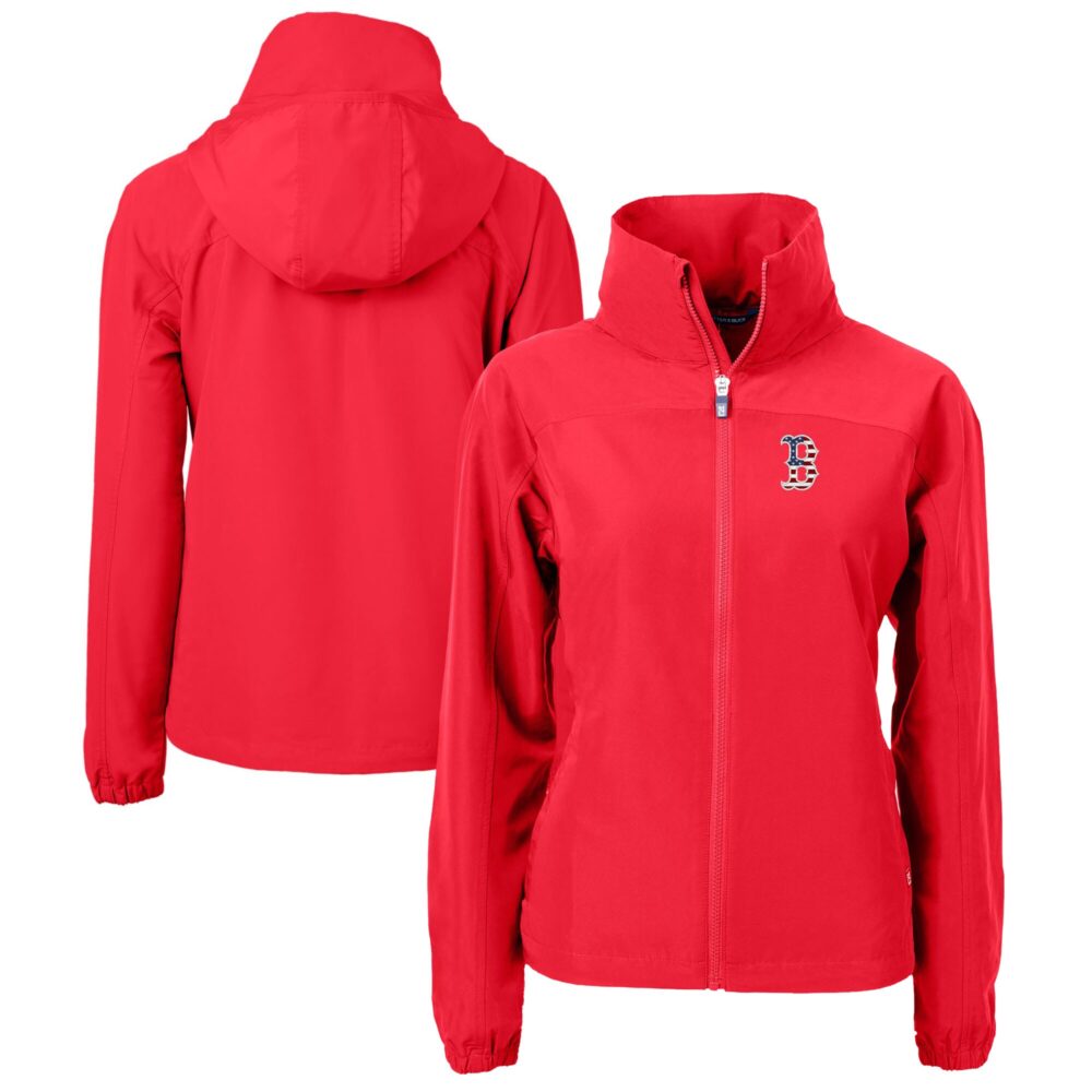 Women's Boston Red Sox Cutter & Buck Red Charter Eco Recycled Full-Zip Jacket