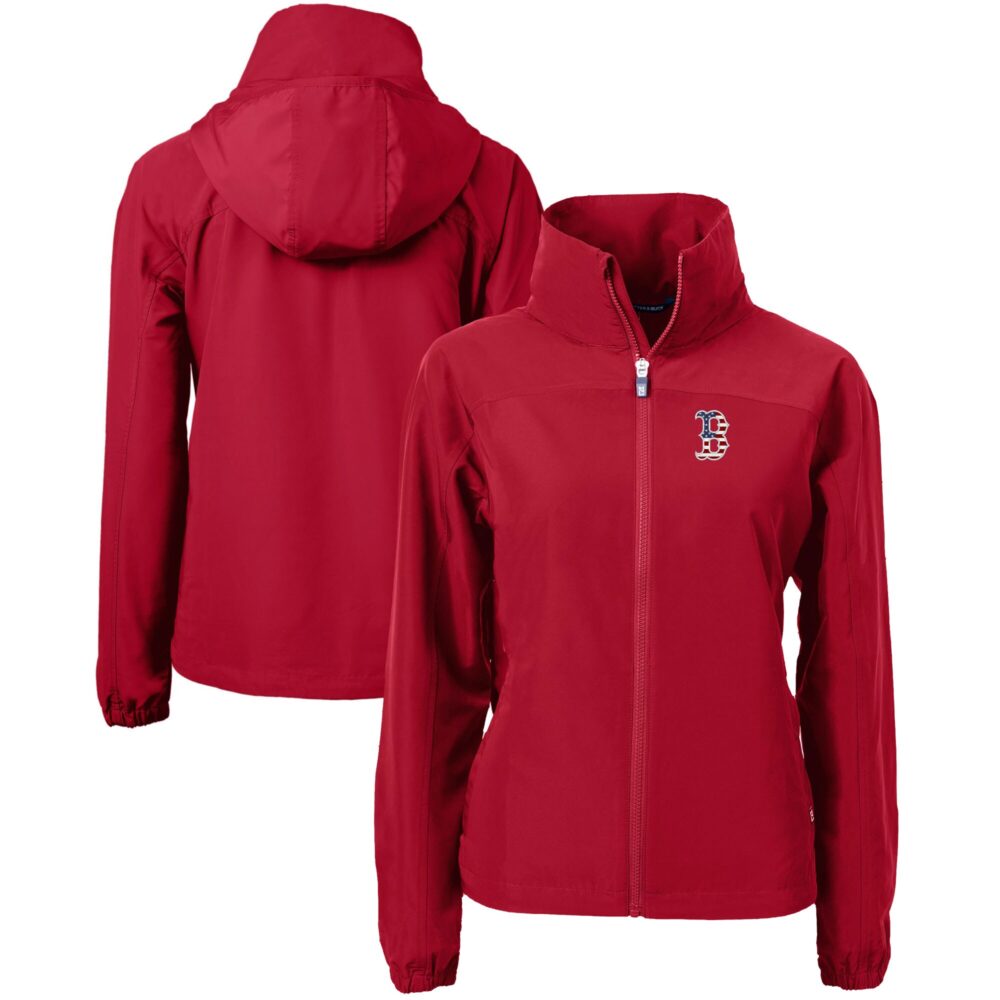 Women's Boston Red Sox  Cutter & Buck Red Charter Eco Recycled Full-Zip Jacket