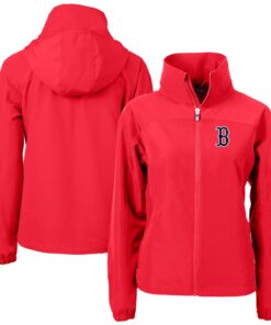 Women's Boston Red Sox  Cutter & Buck Red Charter Eco Recycled Full-Zip Jacket