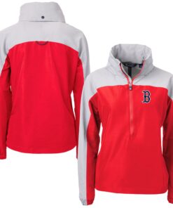 Women's Boston Red Sox  Cutter & Buck Red Charter Eco Recycled Half-Zip Anorak Jacket