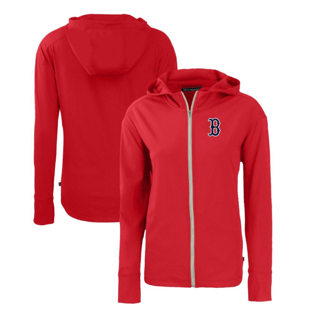 Women's Boston Red Sox  Cutter & Buck Red Daybreak Eco Recycled Full-Zip Hoodie
