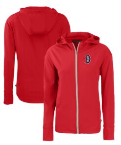Women's Boston Red Sox  Cutter & Buck Red Daybreak Eco Recycled Full-Zip Hoodie