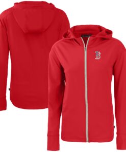 Women's Boston Red Sox  Cutter & Buck Red Daybreak Eco Recycled Full-Zip Hoodie