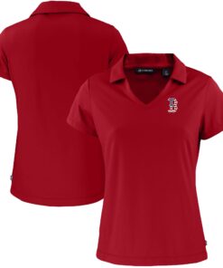 Women's Boston Red Sox  Cutter & Buck Red Daybreak Eco Recycled V-Neck Polo