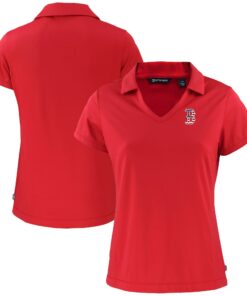 Women's Boston Red Sox  Cutter & Buck Red Daybreak Eco Recycled V-Neck Polo
