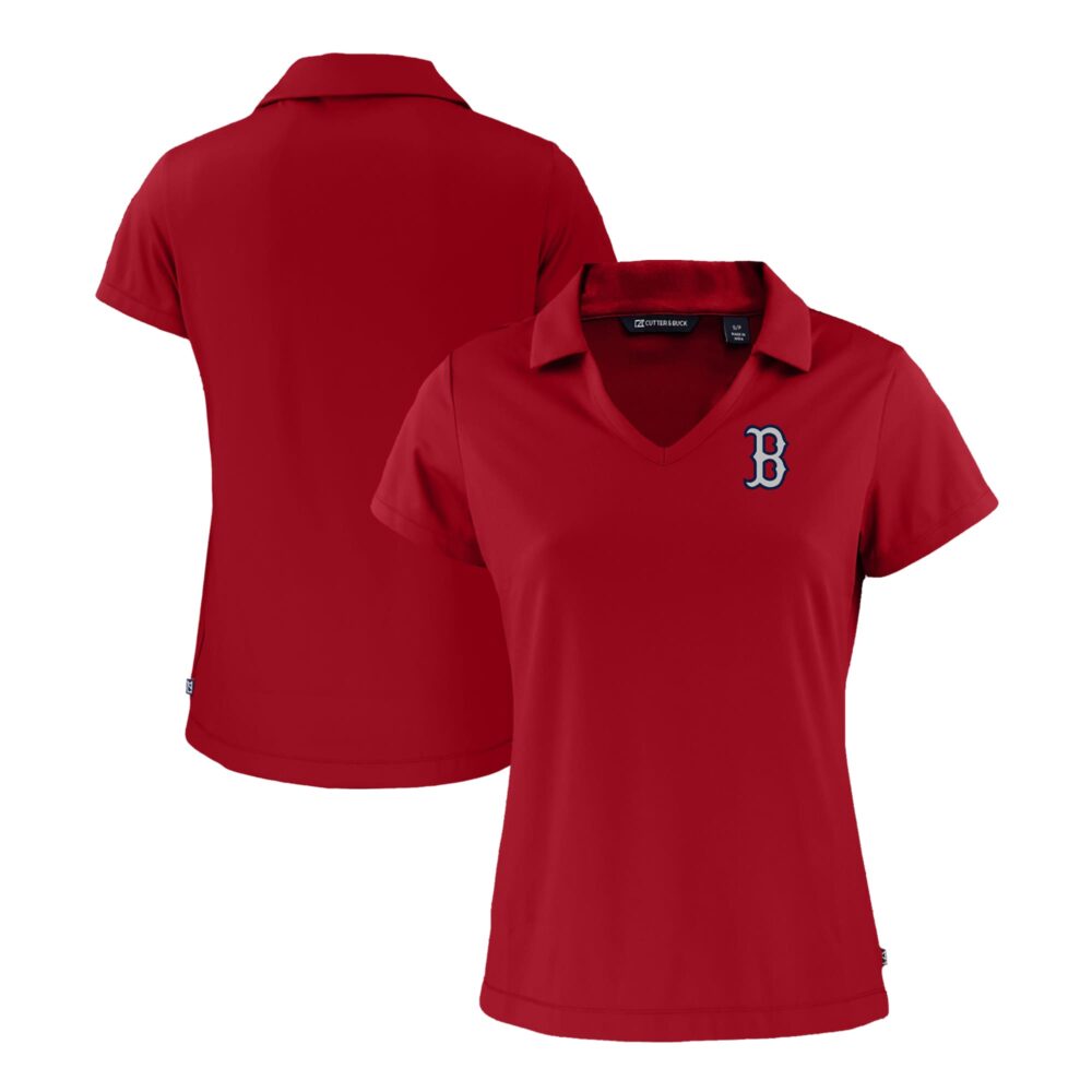 Women's Boston Red Sox  Cutter & Buck Red Daybreak Eco Recycled V-Neck Polo