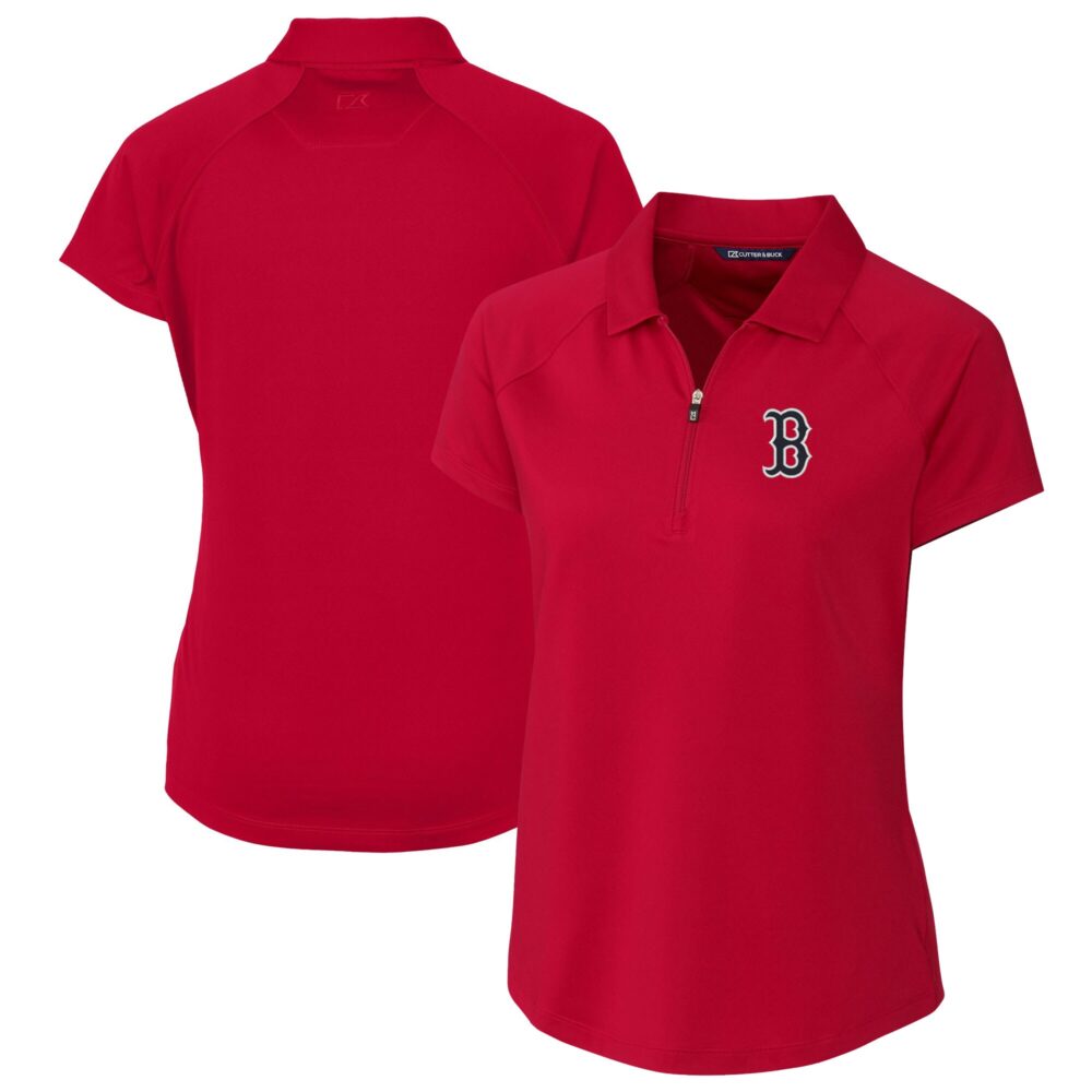 Women's Boston Red Sox  Cutter & Buck Red DryTec Forge Stretch Polo