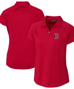 Women's Boston Red Sox  Cutter & Buck Red DryTec Forge Stretch Polo
