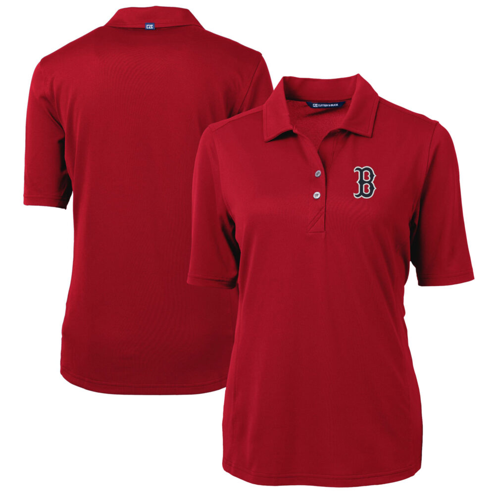 Women's Boston Red Sox  Cutter & Buck Red DryTec Virtue Eco Pique Recycled Polo