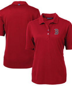 Women's Boston Red Sox  Cutter & Buck Red DryTec Virtue Eco Pique Recycled Polo
