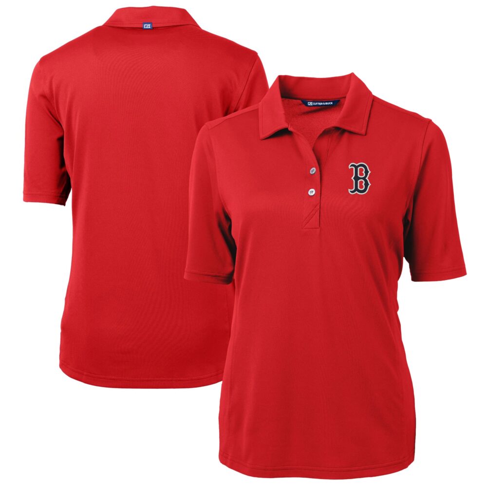 Women's Boston Red Sox  Cutter & Buck Red DryTec Virtue Eco Pique Recycled Polo