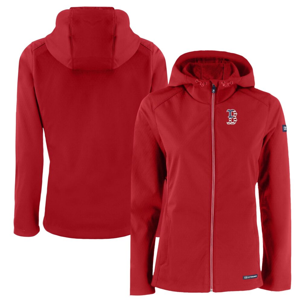 Women's Boston Red Sox Cutter & Buck Red Evoke Eco Softshell Recycled Full-Zip Jacket