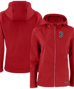 Women's Boston Red Sox  Cutter & Buck Red Evoke Eco Softshell Recycled Full-Zip Jacket