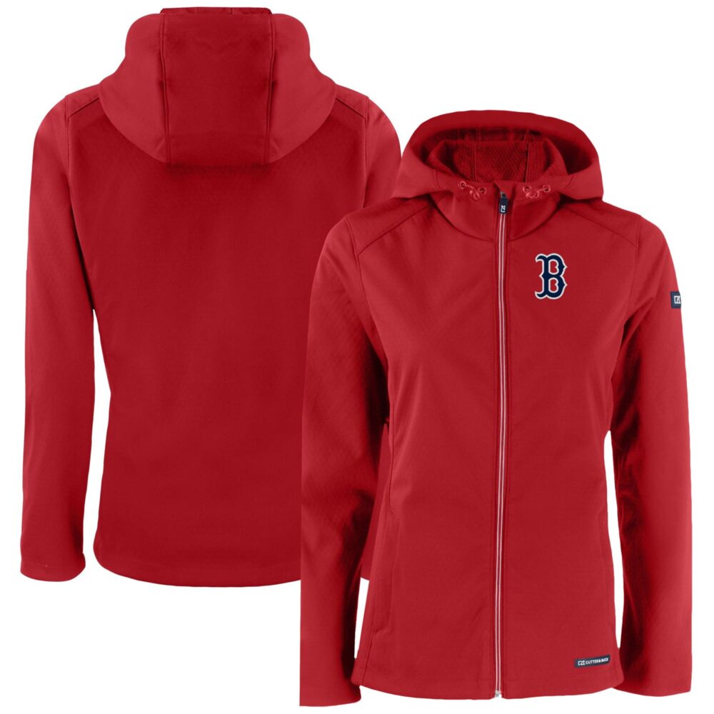Women's Boston Red Sox  Cutter & Buck Red Evoke Eco Softshell Recycled Full-Zip Jacket