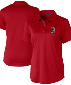 Women's Boston Red Sox Cutter & Buck Red Prospect Textured Stretch Polo