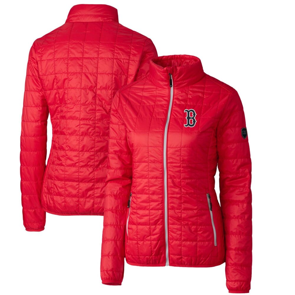 Women's Boston Red Sox Cutter & Buck Red Rainier PrimaLoft Eco Full-Zip Puffer Jacket
