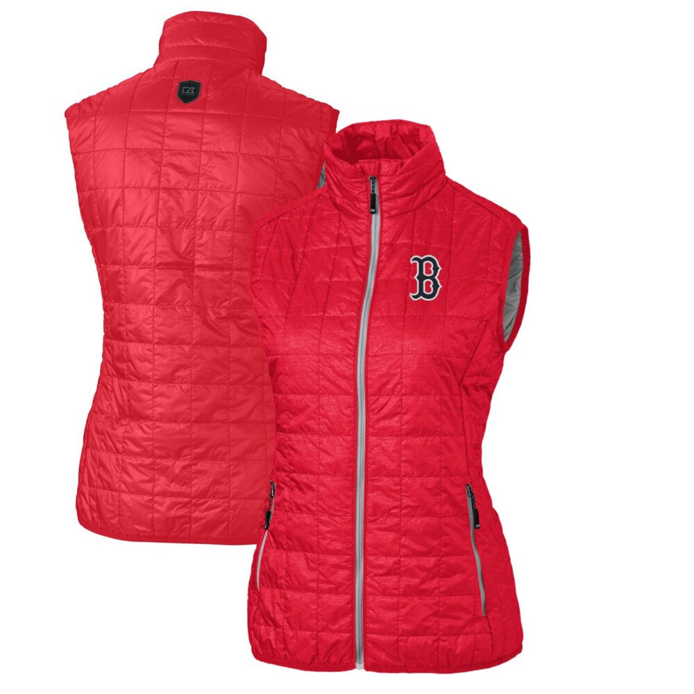 Women's Boston Red Sox Cutter & Buck Red Rainier PrimaLoft Eco Full-Zip Puffer Vest