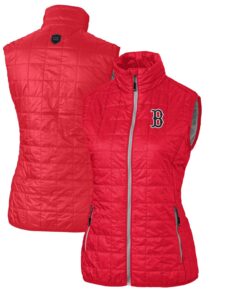Women's Boston Red Sox Cutter & Buck Red Rainier PrimaLoft Eco Full-Zip Puffer Vest