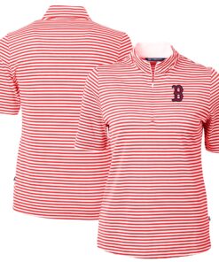 Women's Boston Red Sox  Cutter & Buck Red Virtue Eco Pique Stripe Top